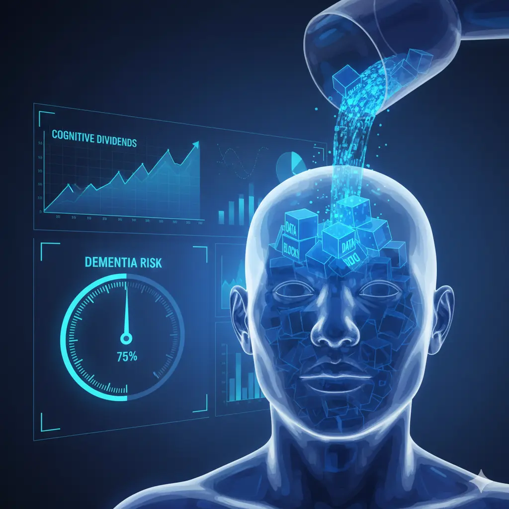 Satirical take on brain training games as a financial and medical hedge against dementia.