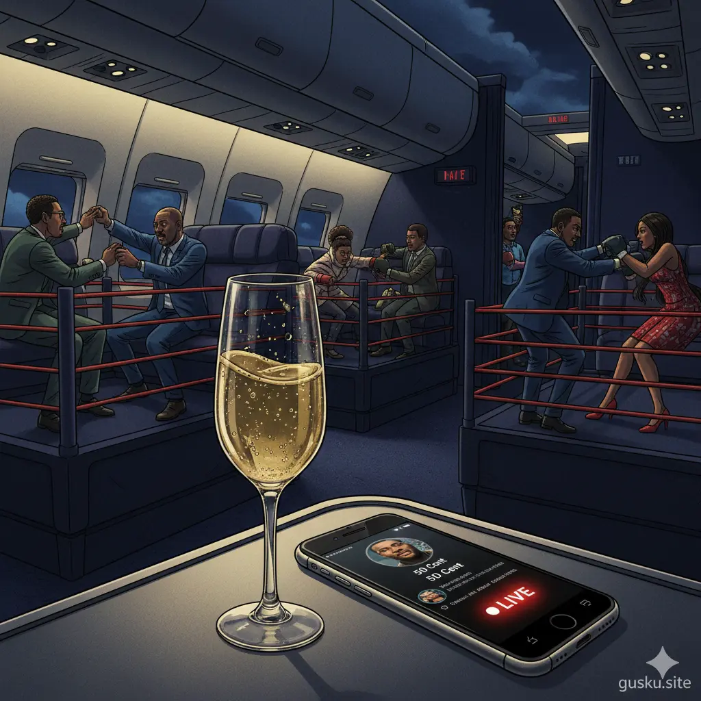 Satirical take on the Ja Rule and Tony Yayo plane fight and its social media exploitation.